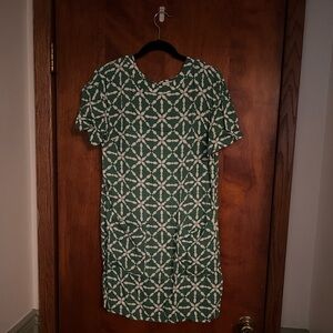 Boden Green and White Geometric Dress
